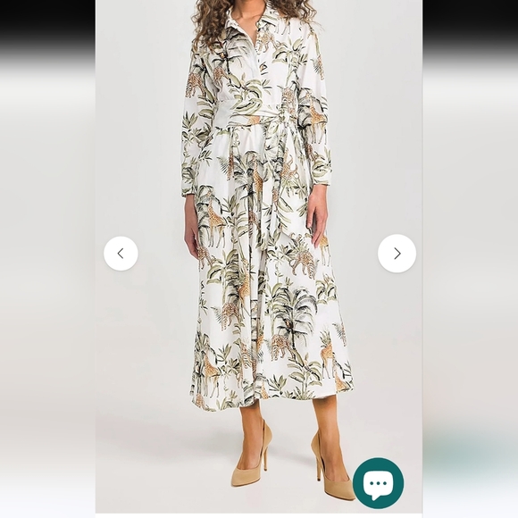 Guadalupe Womens Luciana Jungle Dress White Green Size XSmall Tropical Maxi Long - Picture 5 of 14